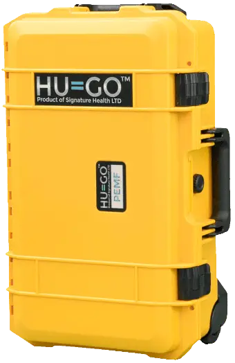 Hugo Professional in its closed rugged transport case